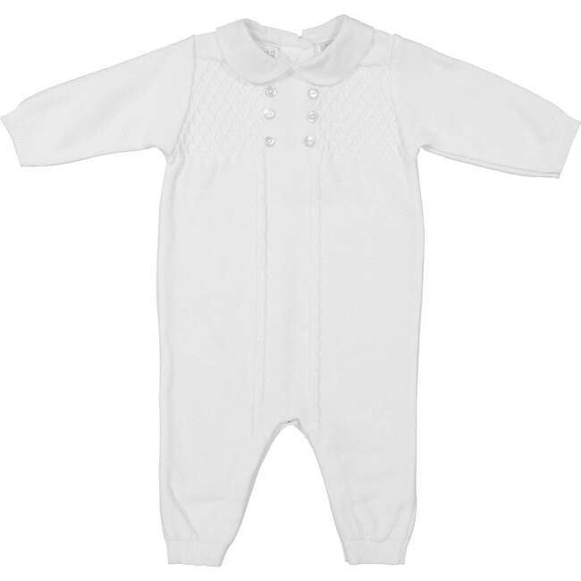 Diamond Lattice Knit Longall White