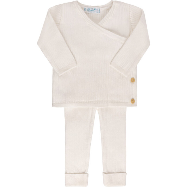 Ribbed Knit Wrap Set Ivory