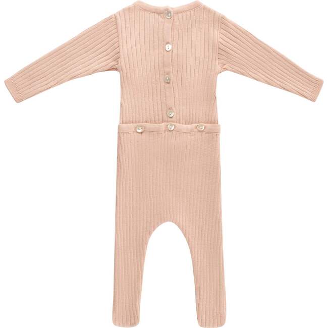 Scallop Trimmed Rib Knit Romper & Bonnet Ivory