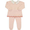 Scalloped Contrast Trim Knit Set Blush - Mixed Apparel Set - 1 - thumbnail