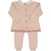 Scalloped Contrast Trim Knit Set Blush - Mixed Apparel Set - 2 - thumbnail
