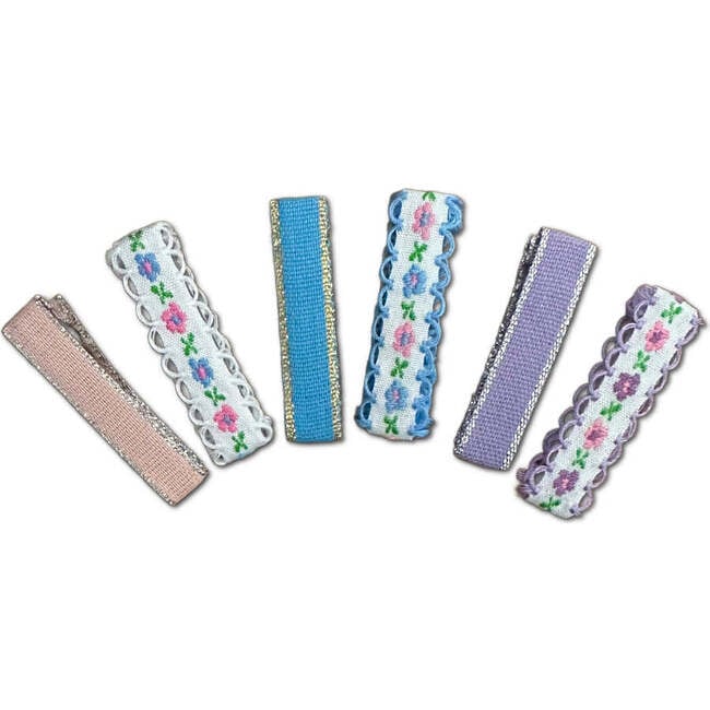 LuluLuvs Embroidered Ribbon Bar Clips, Bundle Set - Hair Accessories - 1