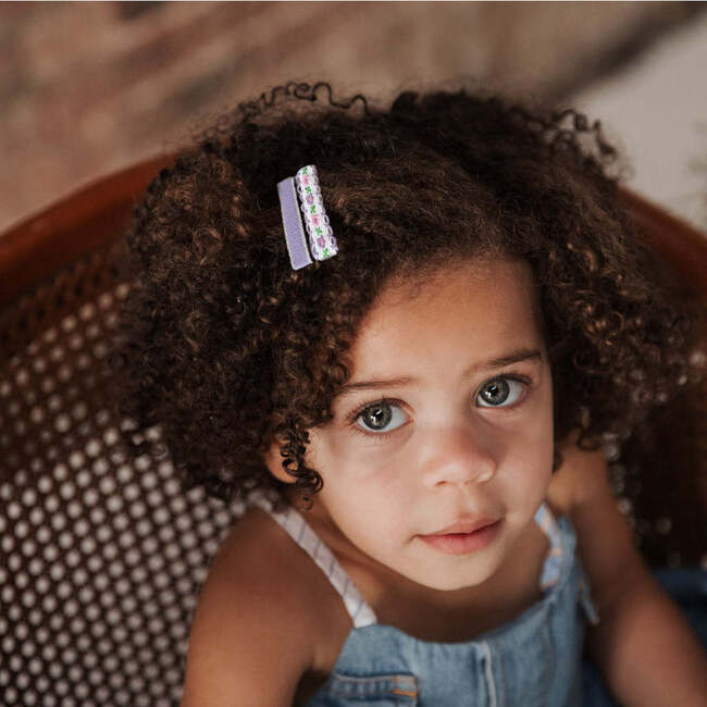 LuluLuvs Embroidered Ribbon Bar Clips, Bundle Set - Hair Accessories - 2