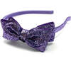 Glitter Bow Headband, Purple - Headbands - 2 - thumbnail