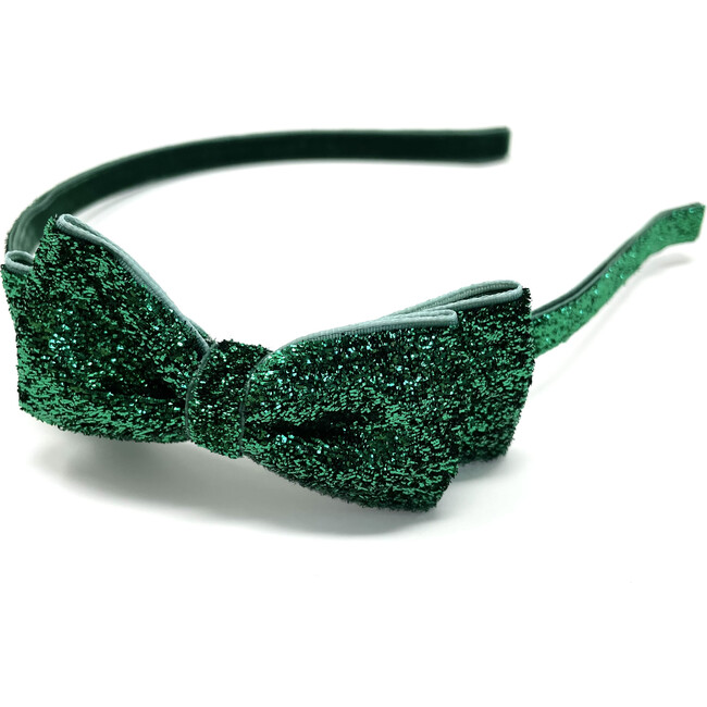 Glitter Bow Headband, Emerald