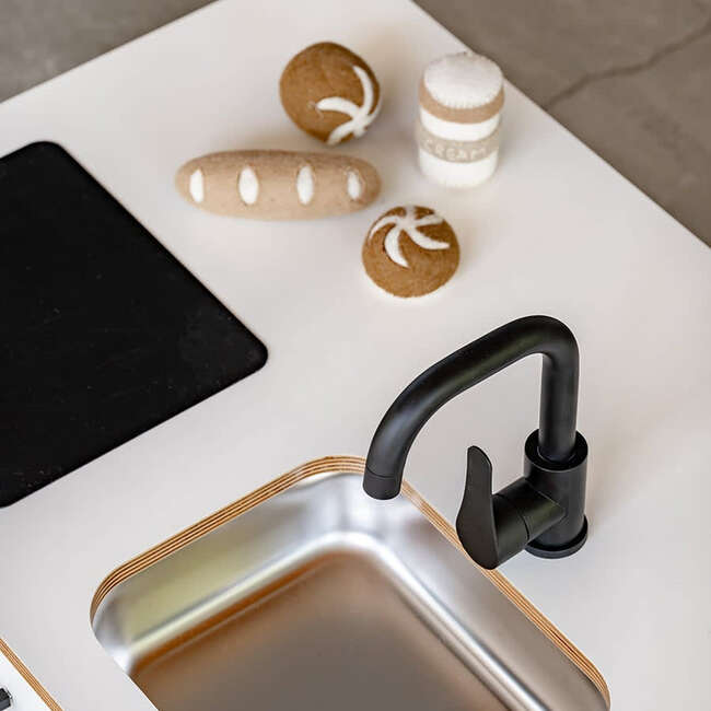 Kitchenette Mini Pretend Play Station, White & Oak - Play Kitchens - 6