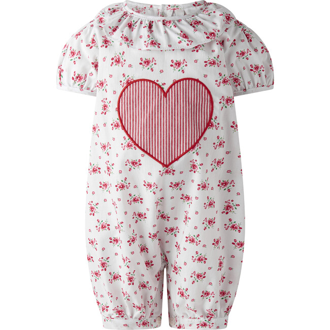 Floral Heart Applique Bubble, Red