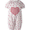 Floral Heart Applique Bubble, Red - Rompers - 1 - thumbnail
