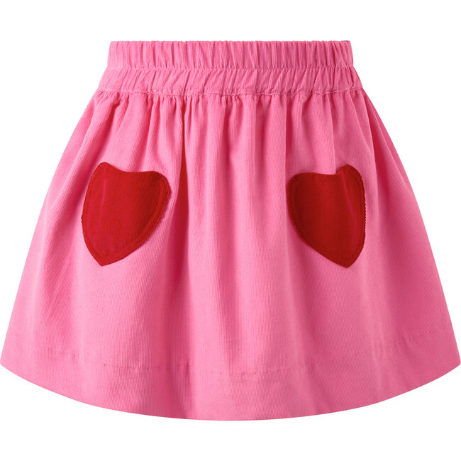 Heart Pocket Babycord Skirt, Pink