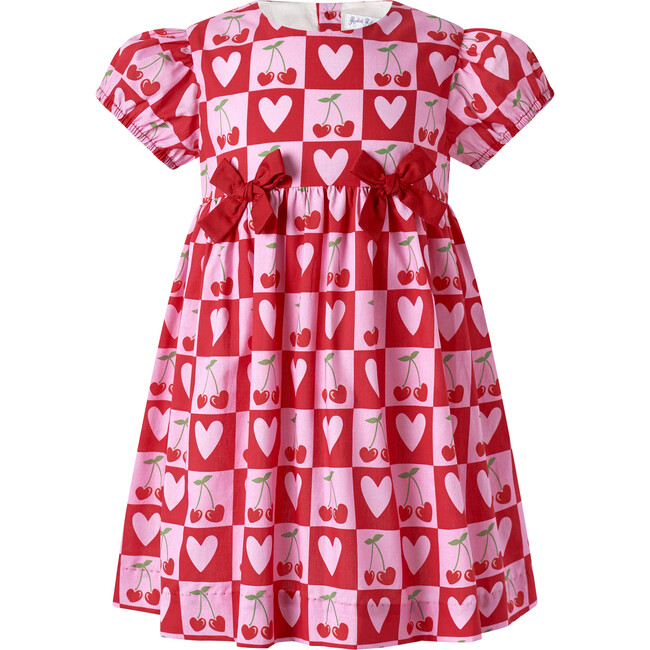 Cherry Heart Bow Dress and Bloomers, Red