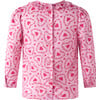 Floral Heart Frill Blouse, Pink - Blouses - 2 - thumbnail