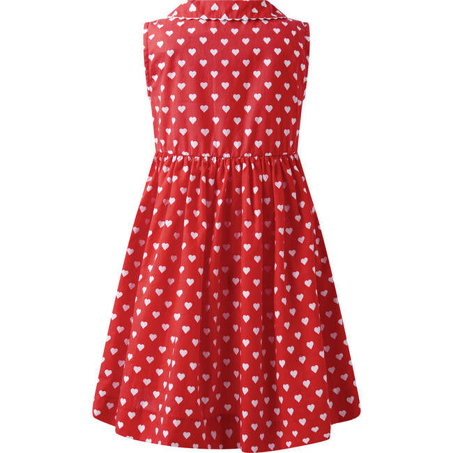 Heart Sleeveless Button Front Dress, Red