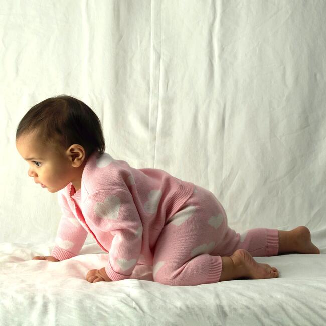 Heart Knit Cardigan & Leggings Set, Pink - Mixed Apparel Set - 3