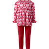Cherry Heart Blouse & Leggings Set, Pink - Mixed Apparel Set - 1 - thumbnail
