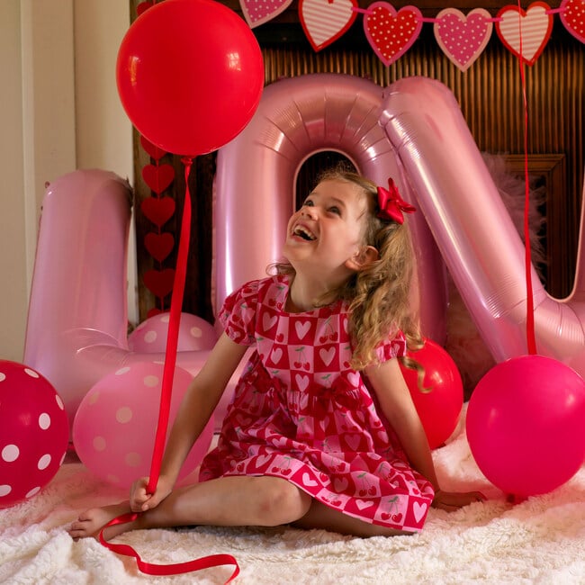 Cherry Heart Bow Dress, Red - Dresses - 3