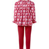 Cherry Heart Blouse & Leggings Set, Pink - Mixed Apparel Set - 2 - thumbnail