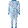 Bear Jersey Pajamas, Blue - Pajamas - 2 - thumbnail