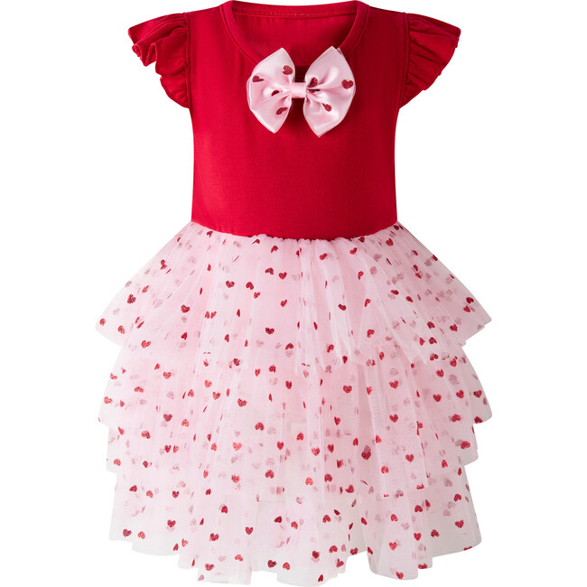 Baby Heart Tulle Tutu Dress & Headband, Red