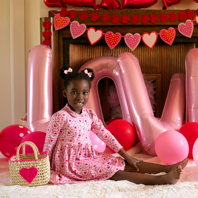 Floral Heart Jersey Dress, Pink - Dresses - 3