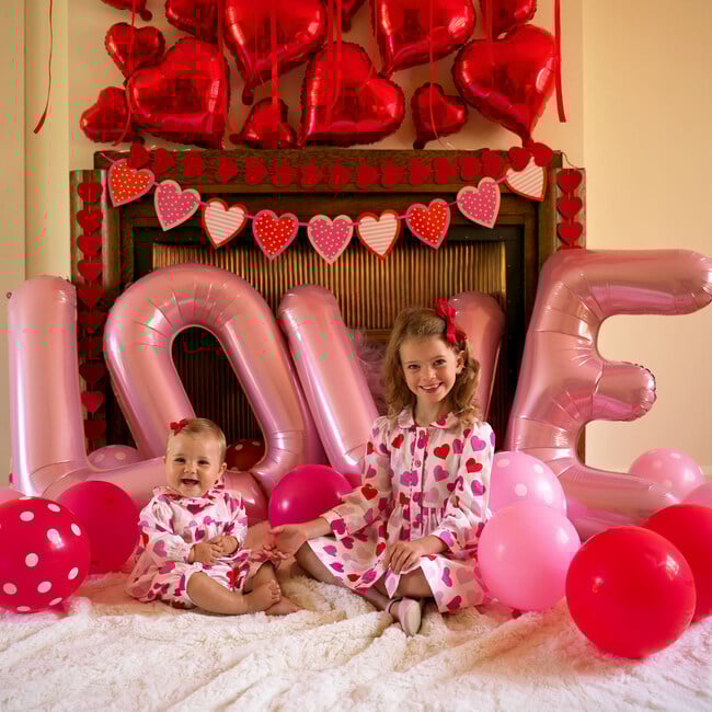 Scatter Heart Button Front Dress, Pink - Dresses - 4