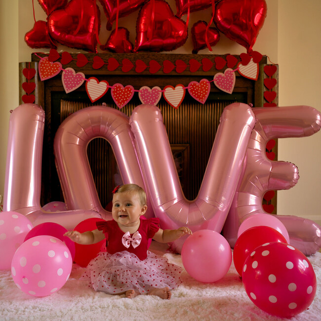 Baby Heart Tulle Tutu Dress & Headband, Red