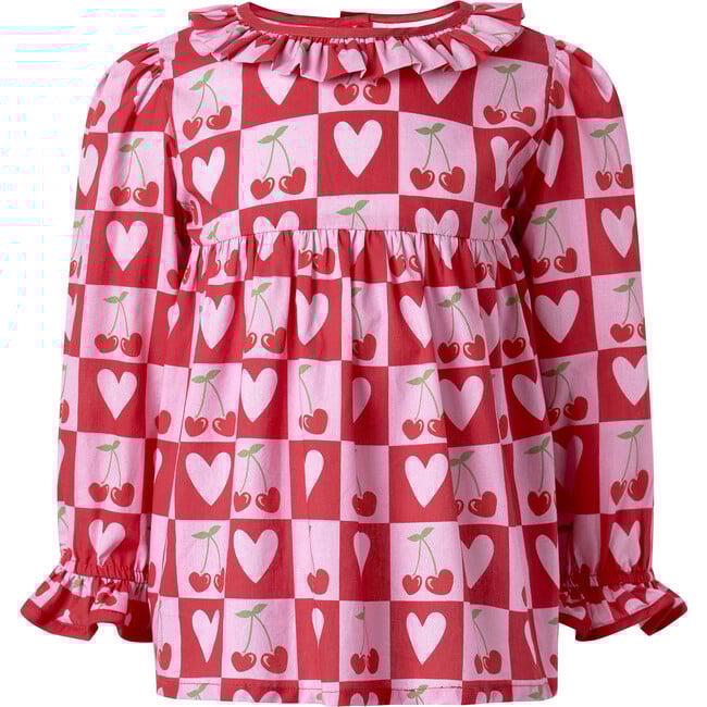Cherry Heart Blouse & Leggings Set, Pink - Mixed Apparel Set - 4