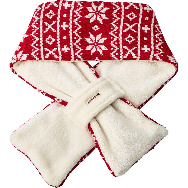 Nordic Knit Scarf, Red - Scarves - 2