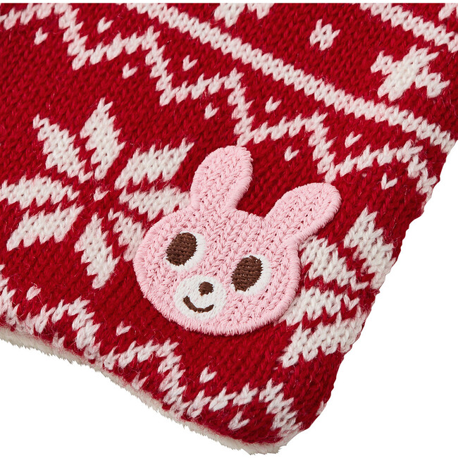 Nordic Knit Scarf, Red - Scarves - 3