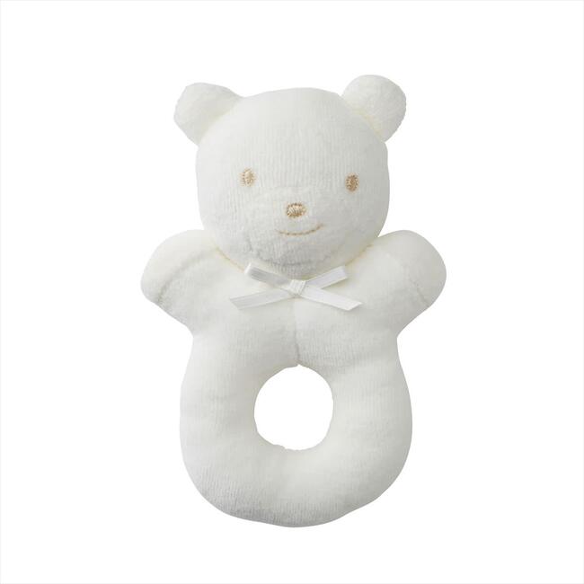 Velour Rattle Ring, White - Rattles - 1