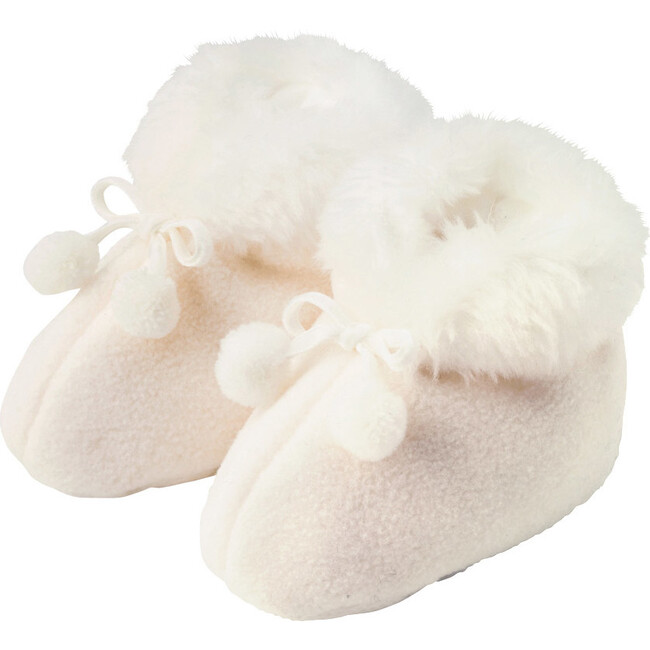 Smooth Fleece Booties, White - Booties - 1