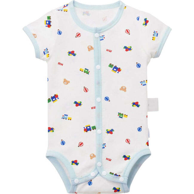 Short-Sleeve Onesie Bodysuit, Blue - Onesies - 1