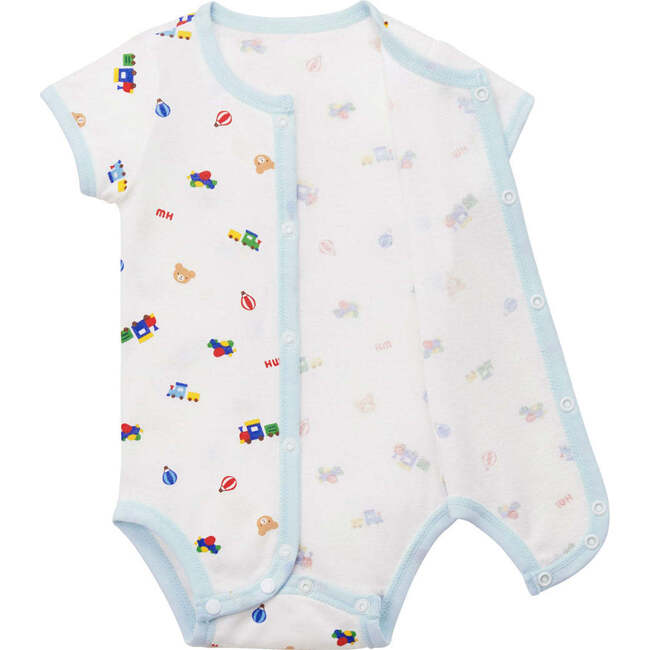 Short-Sleeve Onesie Bodysuit, Blue - Onesies - 4