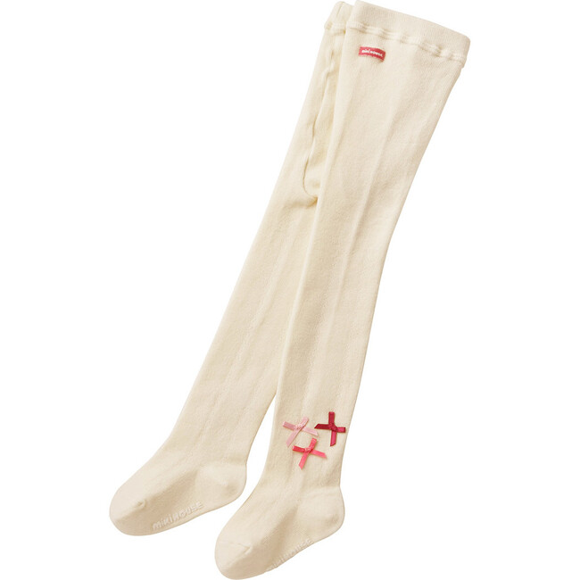 Lovely Three Ribbon Tights, Ivory - Tights - 1