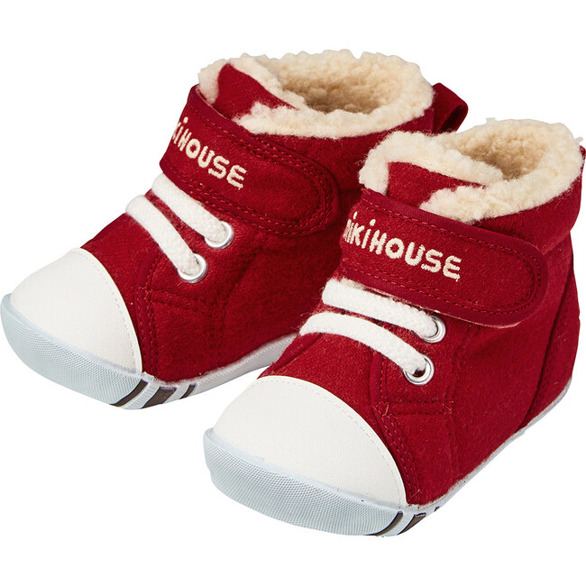 Sherpa-Lined High Top First Walker Shoes, Red - Sneakers - 1