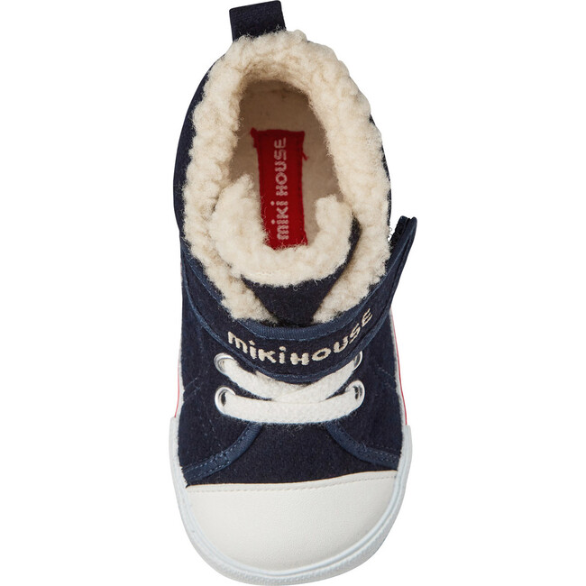 Sherpa-Lined High Top Second Shoes, Navy - Sneakers - 3