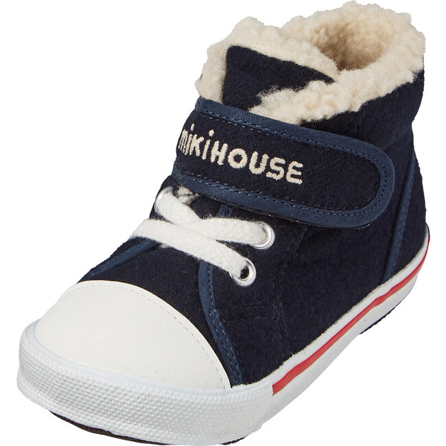 Sherpa-Lined High Top Second Shoes, Navy - Sneakers - 8