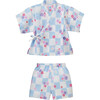 Cool Breeze Flora Two Piece Kimono Jinbei, Blue - Loungewear - 2