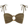 Tori Ties Bandeau Bikini Top, Khaki - Two Pieces - 5