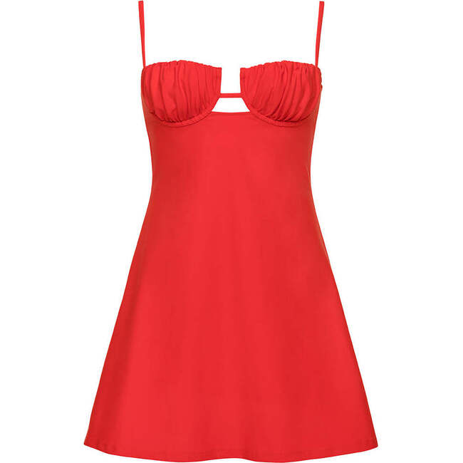 Petal Short Slip Dress, Cherry