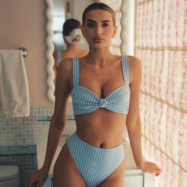 Hayden Bikini Top, Peri Micro Gingham