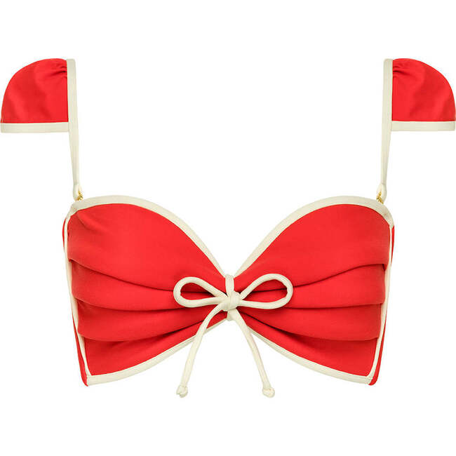 Cabana Bow Bikini Top, Cherry Cream Binded