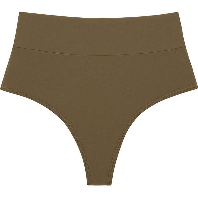 Added Coverage High Rise Bikini Bottom, Khaki