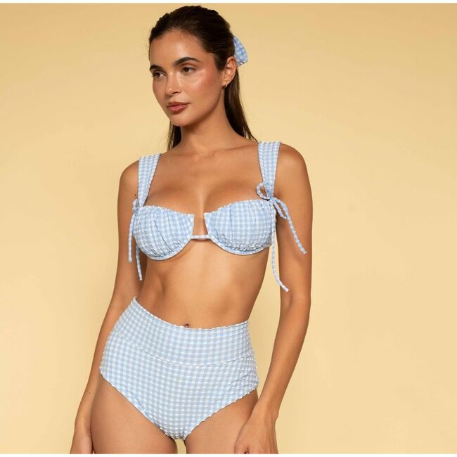 Added Coverage High Rise Bikini Bottom, Peri Micro Gingham
