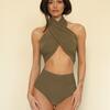Added Coverage High Rise Bikini Bottom, Khaki - Two Pieces - 4 - thumbnail