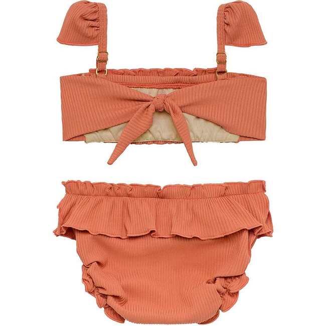 Mini Ruffle Sleeve Cabana Set, Coral Rib - Two Pieces - 2