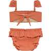 Mini Ruffle Sleeve Cabana Set, Coral Rib - Two Pieces - 2