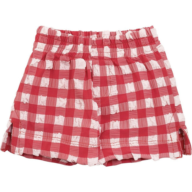 Red Gingham Mini Boardshort - Swim Trunks - 1