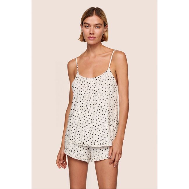 Gisele TENCEL™ Printed Modal Ruffle Cami & Shortie Short Set, HEART TO HEART BLACK/BLACK