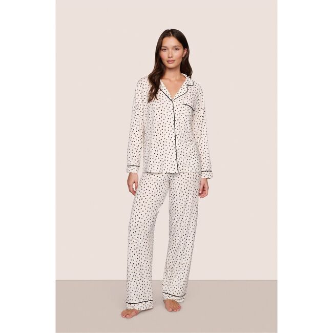 Gisele Printed TENCEL™ Modal Long PJ Set, HEART TO HEART BLACK/BLACK