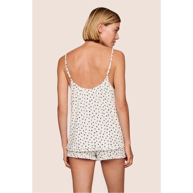 Gisele TENCEL™ Printed Modal Ruffle Cami & Shortie Short Set, HEART TO HEART BLACK/BLACK